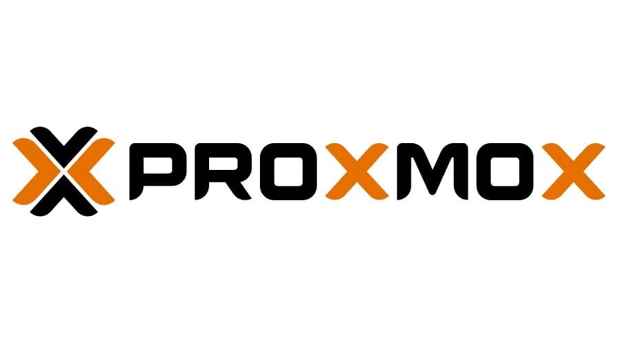 Логотип Proxmox с яркой типографикой и сочетанием черного и оранжевого цветов, представляющий решения для управления виртуализацией.