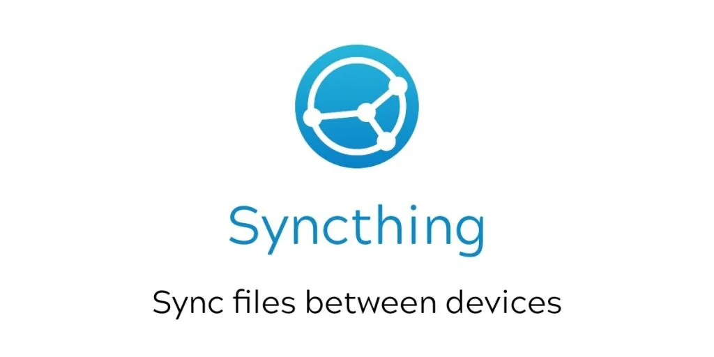 Логотип Syncthing с подписью 'Синхронизируйте файлы между устройствами' внизу
